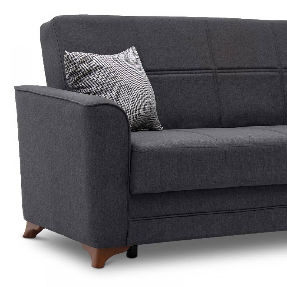 Καναπές - κρεβάτι Albero Megapap τριθέσιος υφασμάτινος χρώμα ανθρακί 232x92x98εκ.