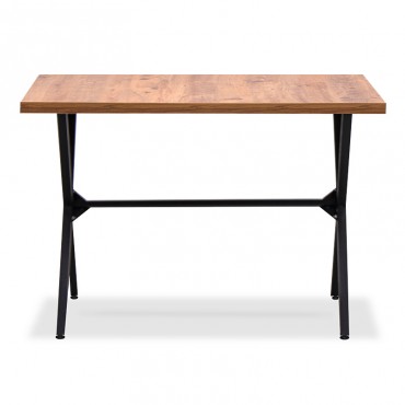 Τραπέζι Fanny Megapap μεταλλικό - μελαμίνης χρώμα μαύρο - ανοιχτό καρυδί 110x70x76εκ.