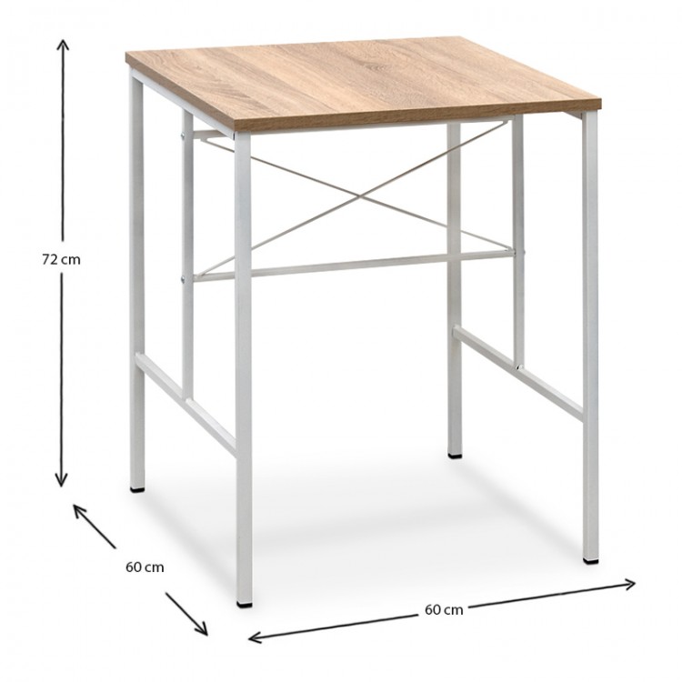 Τραπέζι Rafin Megapap μεταλλικό - μελαμίνης χρώμα λευκό - sonoma 60x60x72εκ.