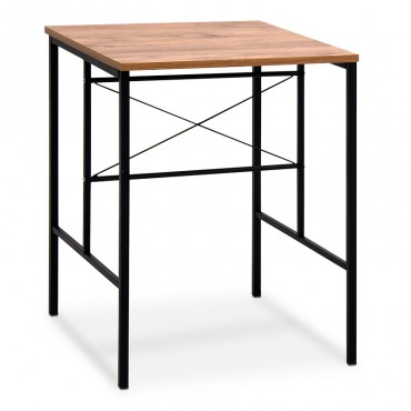 Τραπέζι Rafin Megapap μεταλλικό - μελαμίνης χρώμα μαύρο - ανοιχτό καρυδί 60x60x72εκ.