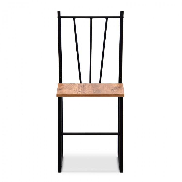 Καρέκλα Thiago Megapap μεταλλική - μελαμίνης χρώμα μαύρο - ανοιχτό καρυδί 39x43x86εκ.