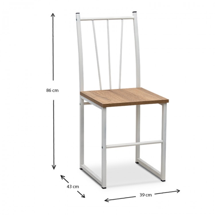 Καρέκλα Thiago Megapap μεταλλική - μελαμίνης χρώμα λευκό - sonoma 39x43x86εκ.