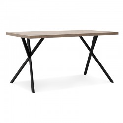 Τραπέζι Sylvia Megapap μεταλλικό - μελαμίνης χρώμα μαύρο - sonoma 140x80x75εκ.