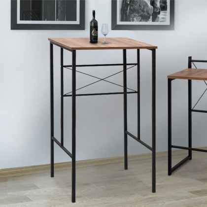 Τραπέζι μπαρ/stand Rachel Megapap μεταλλικό - μελαμίνης χρώμα μαύρο - καρυδί 60x60x110εκ.
