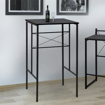 Τραπέζι μπαρ/stand Rachel Megapap μεταλλικό - μελαμίνης χρώμα μαύρο 60x60x110εκ.