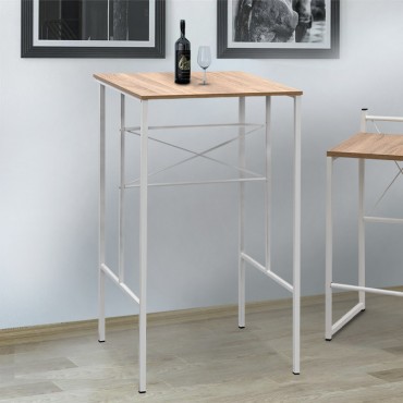 Τραπέζι μπαρ/stand Rachel Megapap μεταλλικό - μελαμίνης χρώμα λευκό - sonoma 60x60x110εκ.