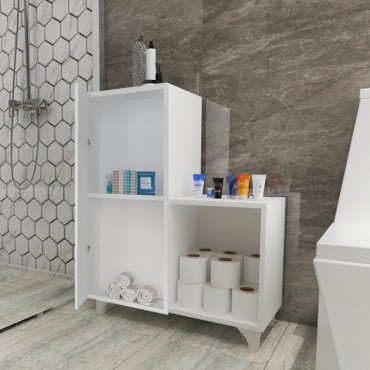 Ντουλάπι μπάνιου Ramsey Megapap από μελαμίνη χρώμα λευκό 60x32x68εκ.