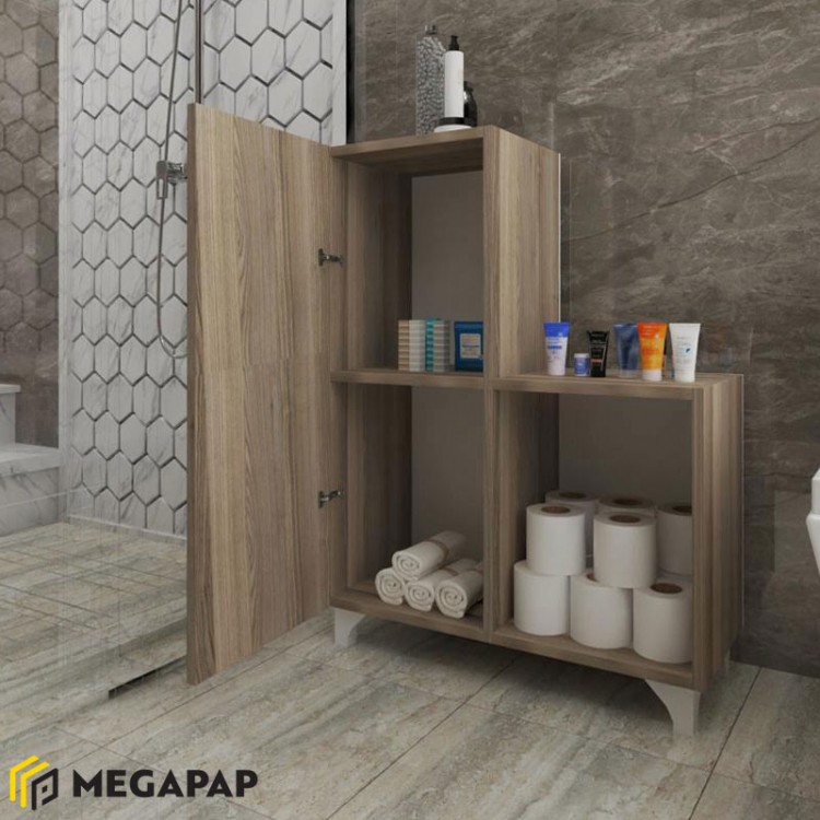 Ντουλάπι μπάνιου Ramsey Megapap από μελαμίνη χρώμα cordoba 60x32x68εκ.
