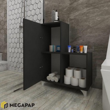 Ντουλάπι μπάνιου Ramsey Megapap από μελαμίνη χρώμα ανθρακί 60x32x68εκ.