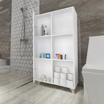 Ντουλάπι μπάνιου Bobby Megapap από μελαμίνη χρώμα λευκό 60x30x98εκ.