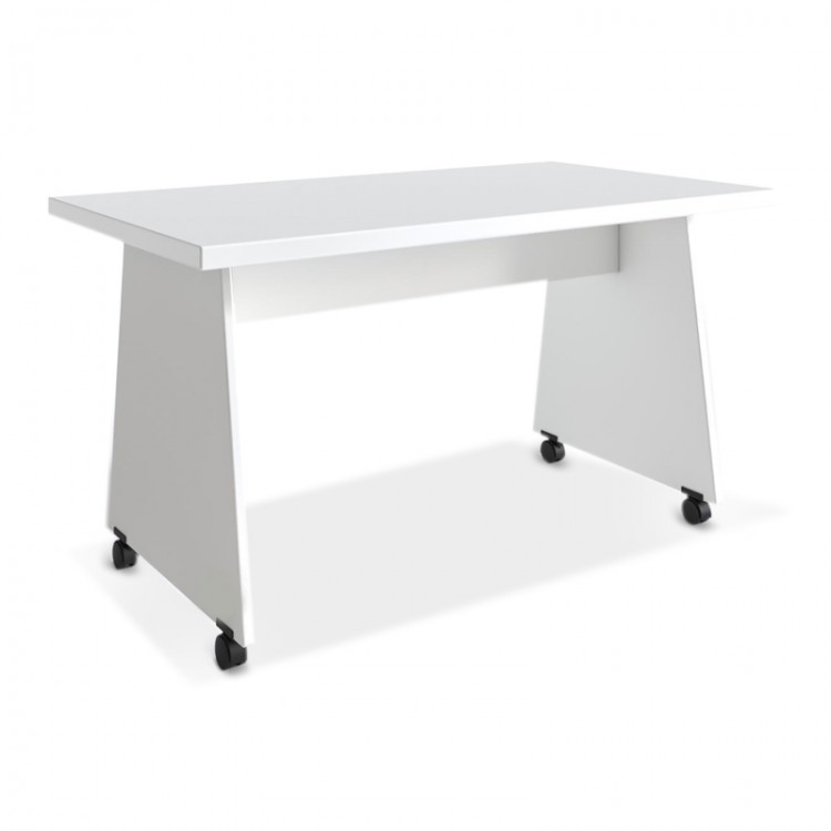 Τραπέζι Foley Megapap τροχήλατο από μελαμίνη χρώμα λευκό 110x60x75εκ.