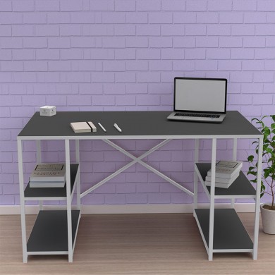 Γραφείο υπολογιστή - εργασίας Ettore Megapap χρώμα ανθρακί 130x60x75εκ.