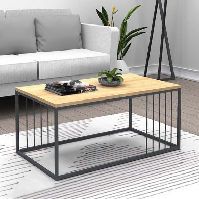 Τραπεζάκι σαλονιού Halbert Megapap χρώμα φυσικό οξιάς - ανθρακί 90x50x40εκ.