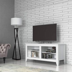 Έπιπλο τηλεόρασης Store Megapap από μελαμίνη χρώμα λευκό 135x45x60εκ.