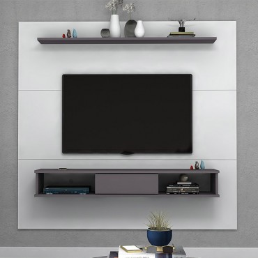 Σύνθεση τηλεόρασης Sline Megapap από μελαμίνη χρώμα λευκό 178x30x168εκ.