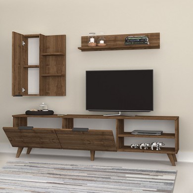 Orion Megapap melamine TV unit in walnut color 180x35x47cm.