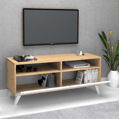 Encoy Megapap melamine TV furniture in sonoma - white color 120x35x50cm.