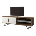 Foot Megapap melamine TV furniture in walnut - white color 160x35x49cm.