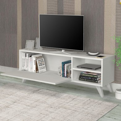 Space Megapap melamine TV furniture in white color 120x30x42cm.