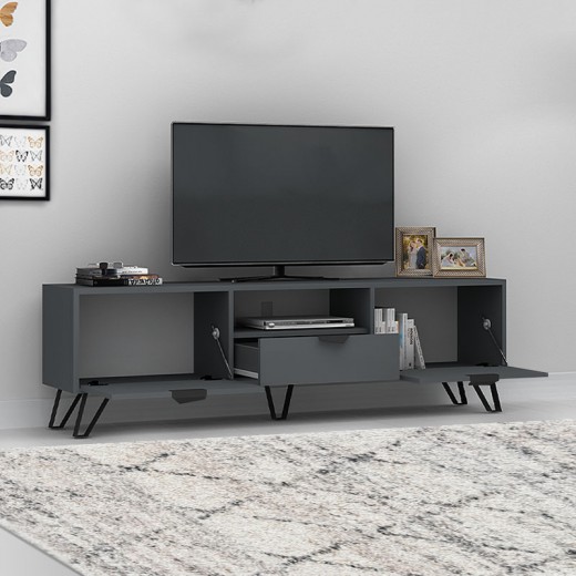 Έπιπλο τηλεόρασης Jasmine Megapap χρώμα γκρι 170x35x50εκ.