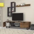 Lonsa Megapap melamine TV unit in walnut - grey color 160x35x40cm.