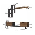 Lonsa Megapap melamine TV unit in walnut - grey color 160x35x40cm.