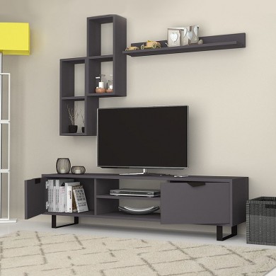 Lonsa Megapap melamine TV unit in grey color 160x35x40cm.