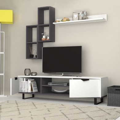Lonsa Megapap melamine TV unit in white color 160x35x40cm.