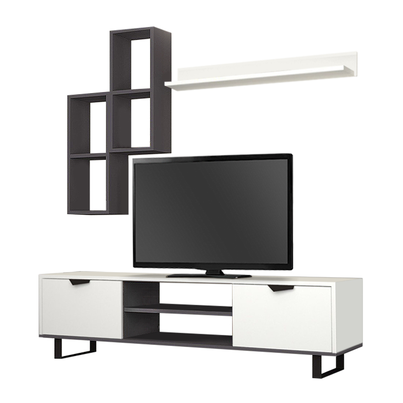 Lonsa Megapap melamine TV unit in white color 160x35x40cm.