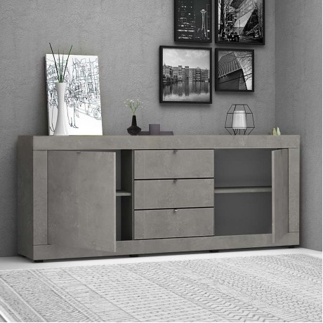 Ocean Megapap melamine buffet in beton grey color 240x45x86cm.