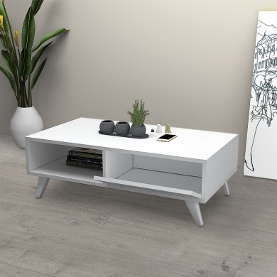 Aster Megapap melamine coffee table in white color 120x56x40cm.