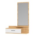 Joy Megapap melamine entrance furniture - dressing table with mirror in sonoma - white color 80x35x116cm.