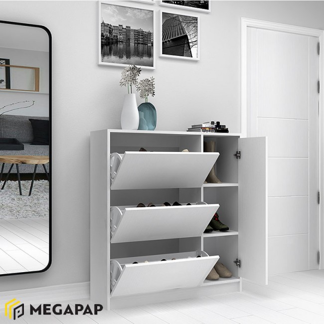 Παπουτσοθήκη μελαμίνης Mod Megapap 18 ζευγών χρώμα λευκό 105x30x113εκ.