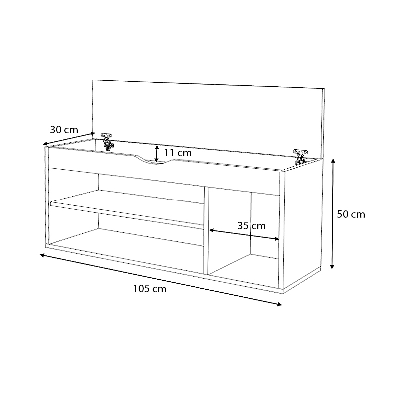 Mod Megapap melamine shoe rack of 8 pairs in sonoma color 105x30x48cm.