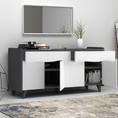 Sila Megapap melamine buffet in white - grey color 140x45x72cm.