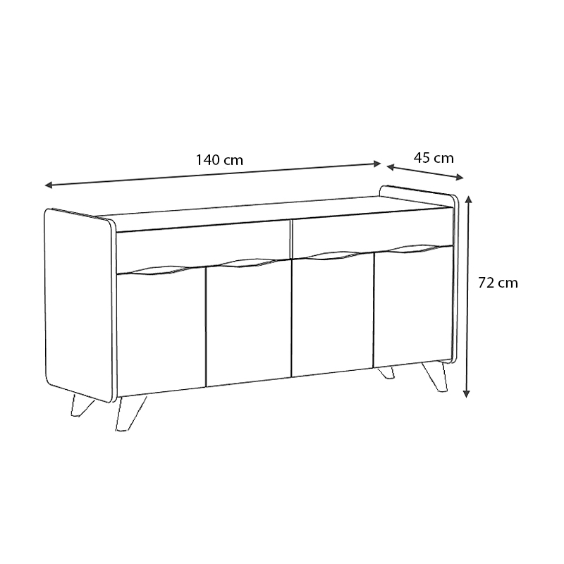 Μπουφές Sila Megapap χρώμα λευκό - γκρι 140x45x72εκ.