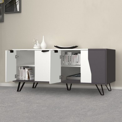 Μπουφές Jasmine Megapap χρώμα λευκό - ανθρακί 160x45x78εκ.