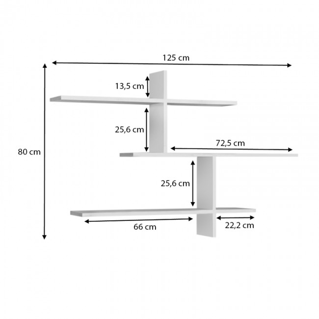 Ραφιέρα τοίχου Kanz Megapap χρώμα φυσικό οξιάς 125x17x83,6εκ.