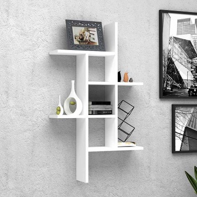 Alize Megapap melamine wall shelf in white color 100x17x60cm.