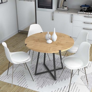 Τραπέζι Rubes Megapap χρώμα φυσικό οξιάς - ανθρακί 100x100x78εκ.