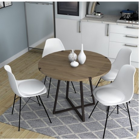 Rubes Megapap metallic - melamine table in anthracite - walnut color 100x100x78cm.