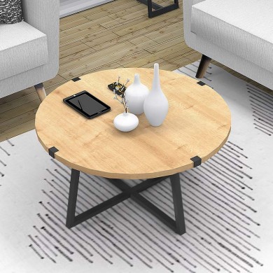 Mauricio Megapap metallic - melamine coffee table in sonoma - anthracite color 78x78x43cm.