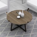 Mauricio Megapap metallic - melamine coffee table in walnut - anthracite color 78x78x43cm.