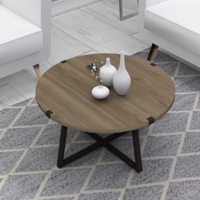 Mauricio Megapap metallic - melamine coffee table in walnut - anthracite color 78x78x43cm.