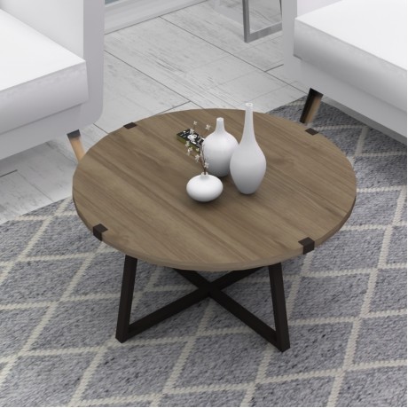 Mauricio Megapap metallic - melamine coffee table in walnut - anthracite color 78x78x43cm.