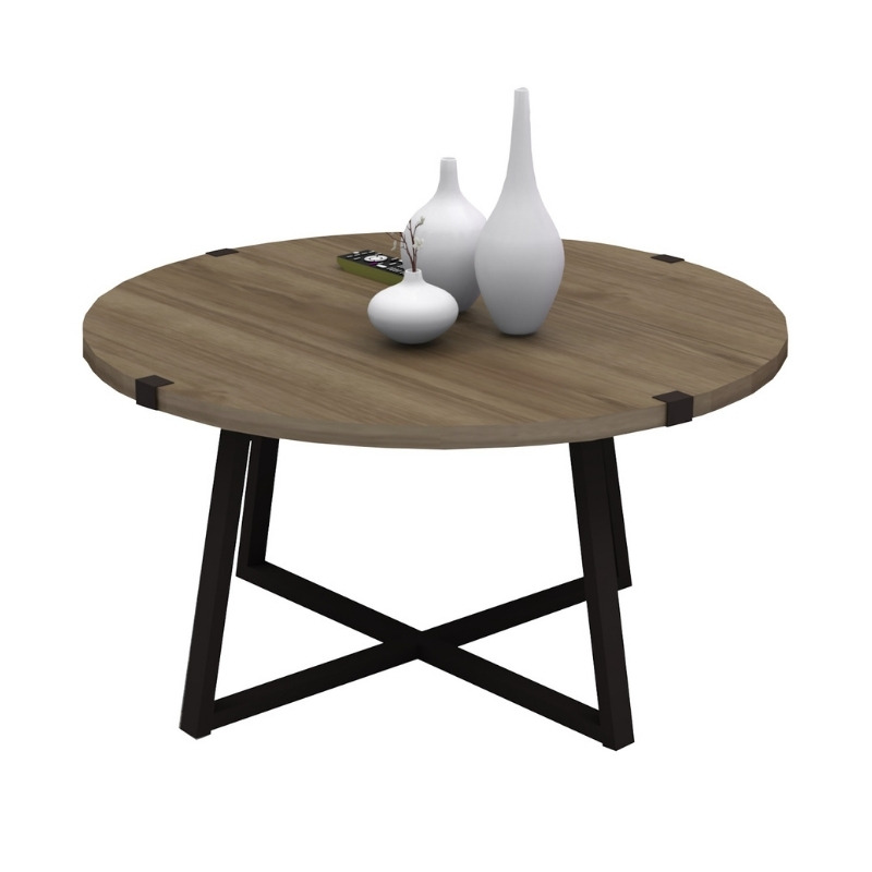 Mauricio Megapap metallic - melamine coffee table in walnut - anthracite color 78x78x43cm.