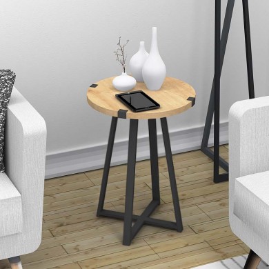 Pedro Megapap metallic - melamine side table in sonoma - anthracite color 44x44x58cm.