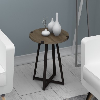 Pedro Megapap metallic - melamine side table in walnut - anthracite color 44x44x58cm.