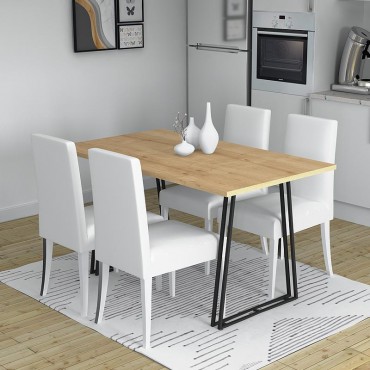 Τραπέζι Gable Megapap μεταλλικό - μελαμίνης χρώμα μαύρο - sonoma 140x80x76εκ.