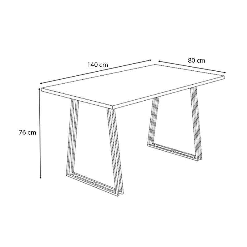 Gable Megapap metallic - melamine table in anthracite color 140x80x76cm.